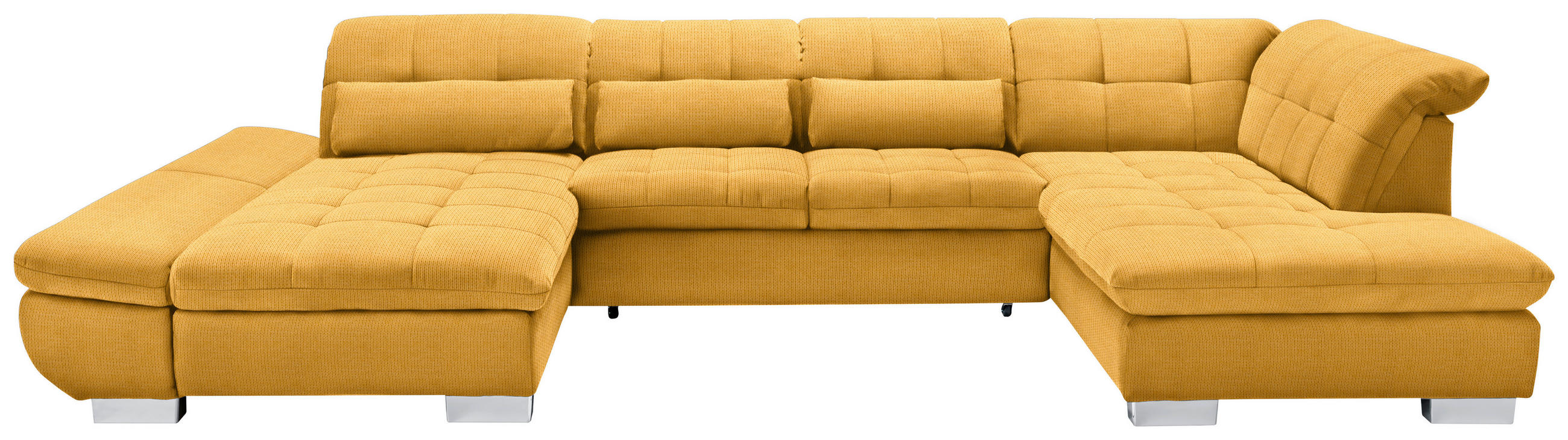 WOHNLANDSCHAFT in Mikrofaser Gelb  - Chromfarben/Gelb, Design, Kunststoff/Textil (204/350/211cm) - Xora