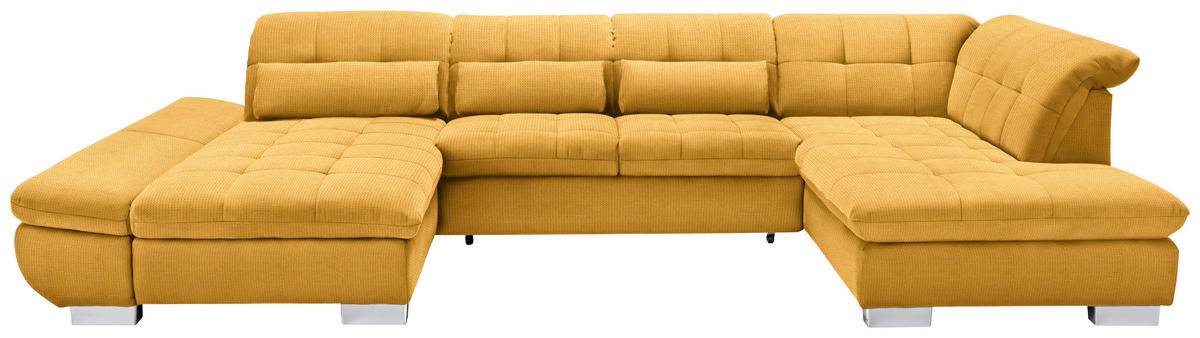 WOHNLANDSCHAFT in Mikrofaser Gelb  - Chromfarben/Gelb, Design, Kunststoff/Textil (204/350/211cm) - Xora