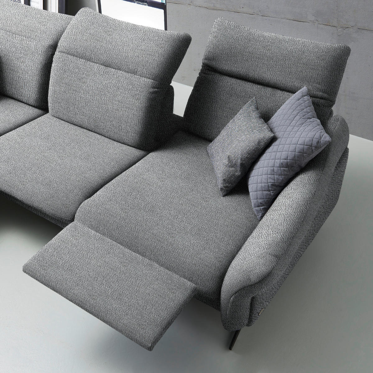 ECKSOFA in Webstoff Hellgrau  - Anthrazit/Hellgrau, Design, Textil/Metall (203/299cm) - Himolla