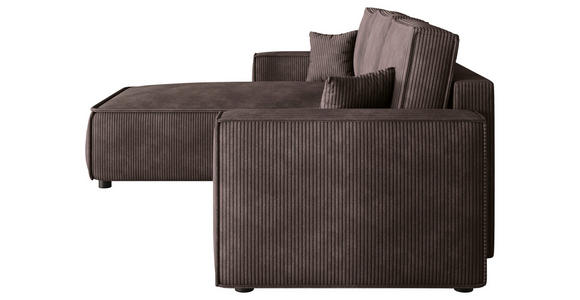 ECKSOFA Braun Cord Zierkissen, Rückenkissen, Bettkasten, Schlaffunktion, Rücken echt, Liegefläche im Originalstoff  - Schwarz/Braun, MODERN, Kunststoff/Textil (190/280cm) - Carryhome