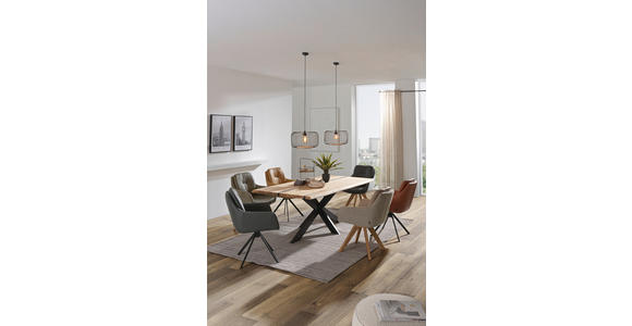 ESSTISCH in Holz, Metall 200/100/75 cm  - Eschefarben/Schwarz, LIFESTYLE, Holz/Metall (200/100/75cm) - Linea Natura