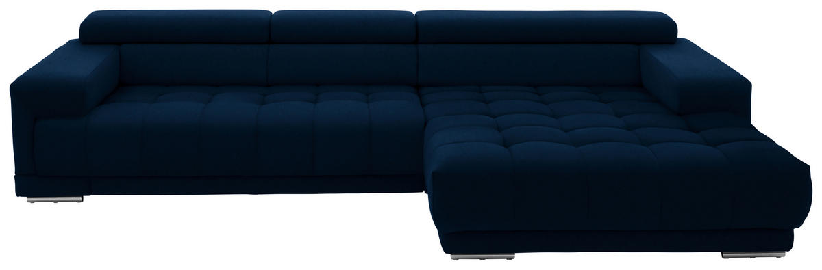 ECKSOFA  in Mikrofaser Dunkelblau  335/190 cm  - Silberfarben/Dunkelblau, Design, Textil/Metall (335/190cm) - Beldomo Speed