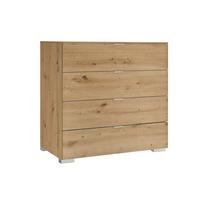 KOMMODE 80/77/40 cm 4 Schublade(n)  - Alufarben/Eiche Artisan, Basics, Holzwerkstoff/Kunststoff (80/77/40cm) - Moderano