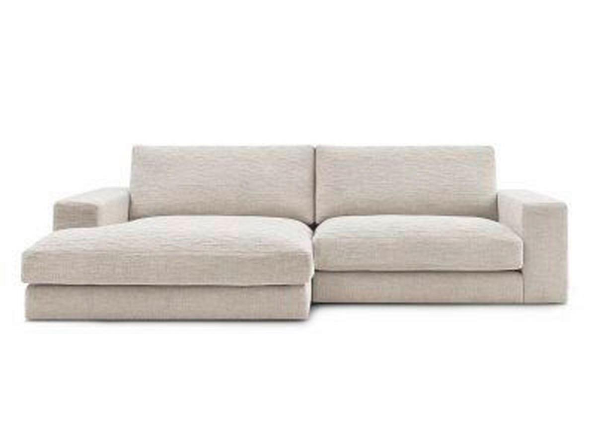 ECKSOFA Ottomane links  LEONARD  Beige Struktur  - Beige/Schwarz, MODERN, Kunststoff/Textil (159/274cm)
