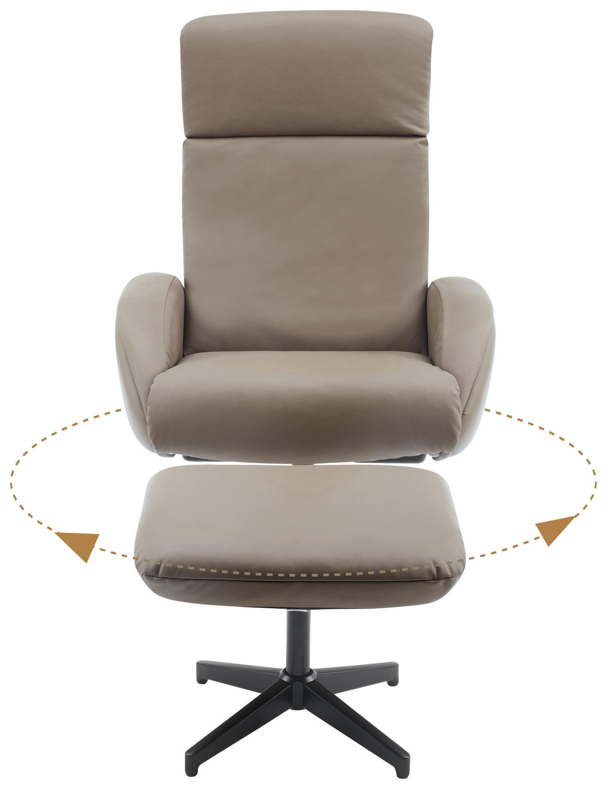 RELAXAČNÍ KŘESLO S TABURETEM, textil, kůže, šedohnědá - černá/šedohnědá, Design, kov/textil (77/107/75cm) - Livetastic