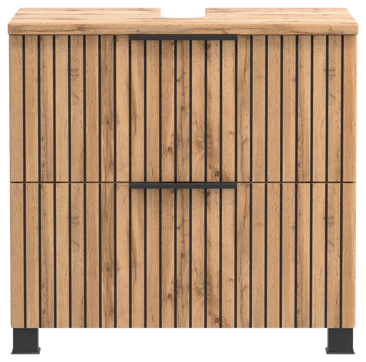 WASCHBECKENUNTERSCHRANK 60/54/35 cm  - Eiche Wotan/Schwarz, MODERN, Holzwerkstoff/Kunststoff (60/54/35cm) - Held