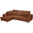 ECKSOFA Cognac Chenille  - Cognac/Schwarz, KONVENTIONELL, Textil/Metall (185/240cm) - Carryhome
