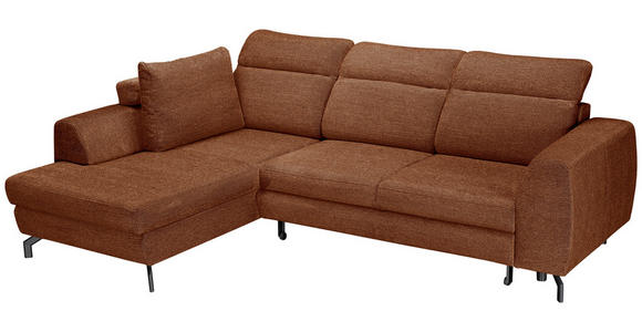 ECKSOFA Cognac Chenille  - Cognac/Schwarz, KONVENTIONELL, Textil/Metall (185/240cm) - Carryhome