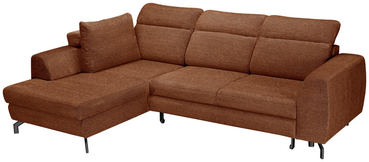 ECKSOFA Cognac Chenille  - Cognac/Schwarz, KONVENTIONELL, Textil/Metall (185/240cm) - Carryhome