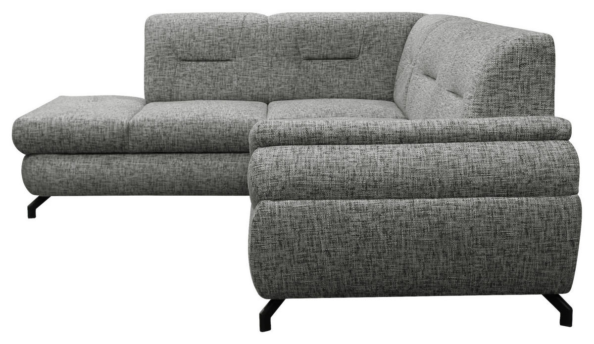 ECKSOFA Grau Struktur, Plüsch  - Schwarz/Grau, Design, Textil/Metall (201/274cm) - MID.YOU