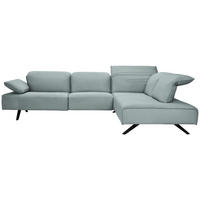 ECKSOFA Echtleder Hellblau  - Anthrazit/Hellblau, Design, Leder/Metall (290/230cm) - Johann Jakob