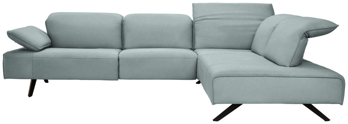 ECKSOFA Echtleder Hellblau  - Anthrazit/Hellblau, Design, Leder/Metall (290/230cm) - Johann Jakob