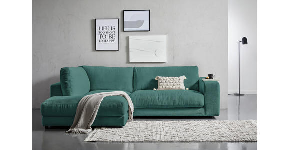 ECKSOFA in Cord Grün  - Schwarz/Grün, Design, Kunststoff/Textil (224/265cm) - Hom`in