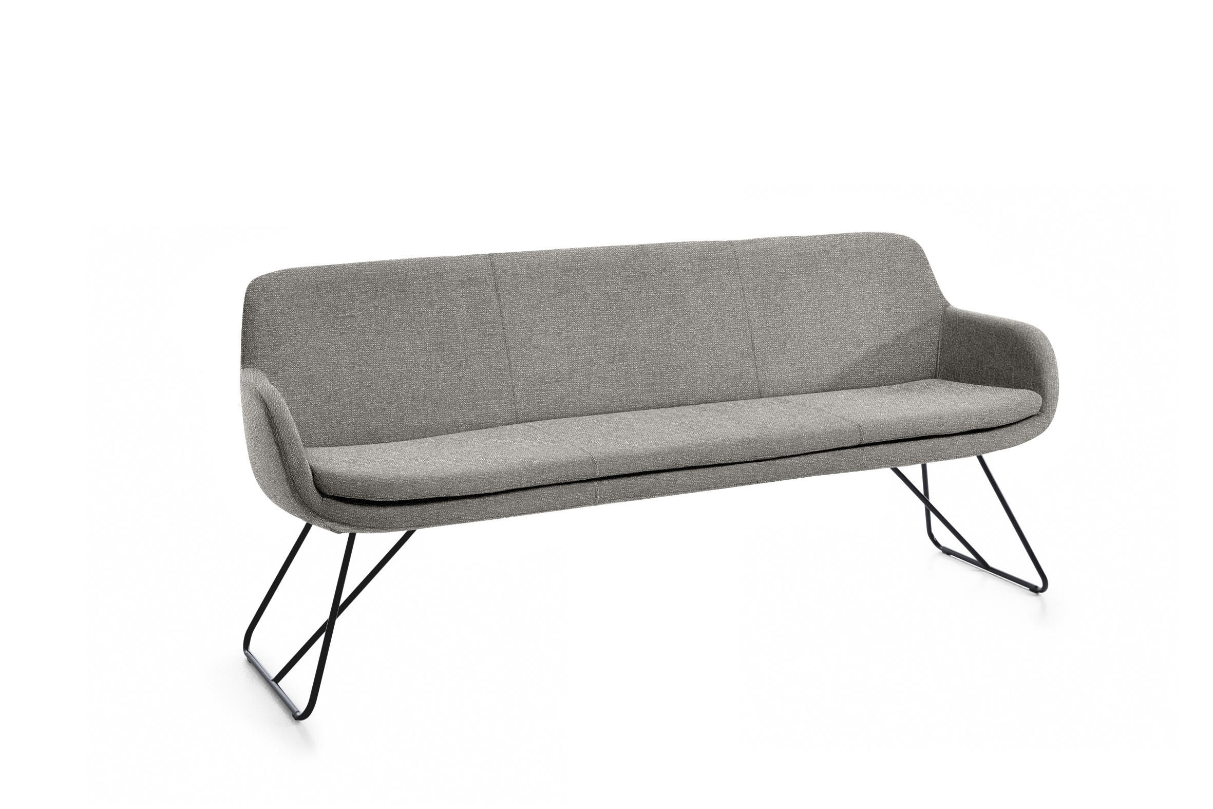 SITZBANK 180/87/65 cm Webstoff Taupe Metall  - Taupe/Schwarz, Design, Textil/Metall (180/87/65cm) - Musterring