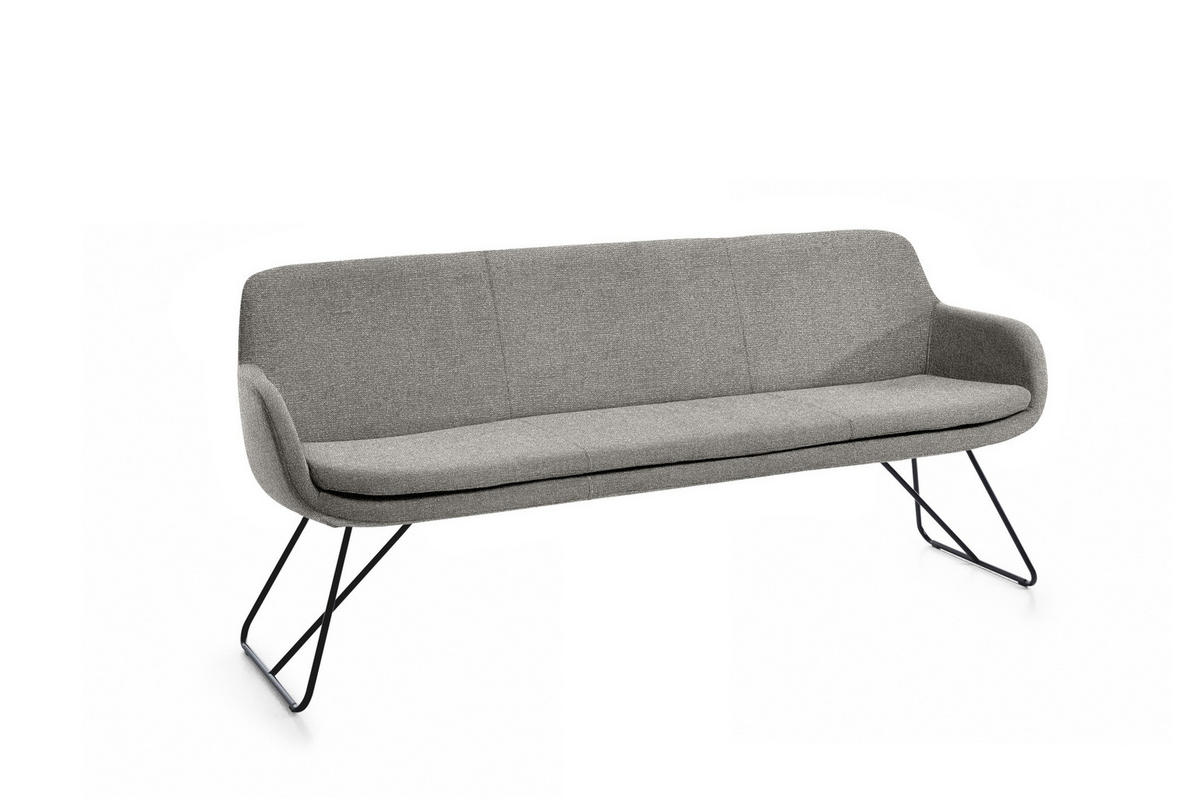 SITZBANK 180/87/65 cm Webstoff Taupe Metall  - Taupe/Schwarz, Design, Textil/Metall (180/87/65cm) - Musterring