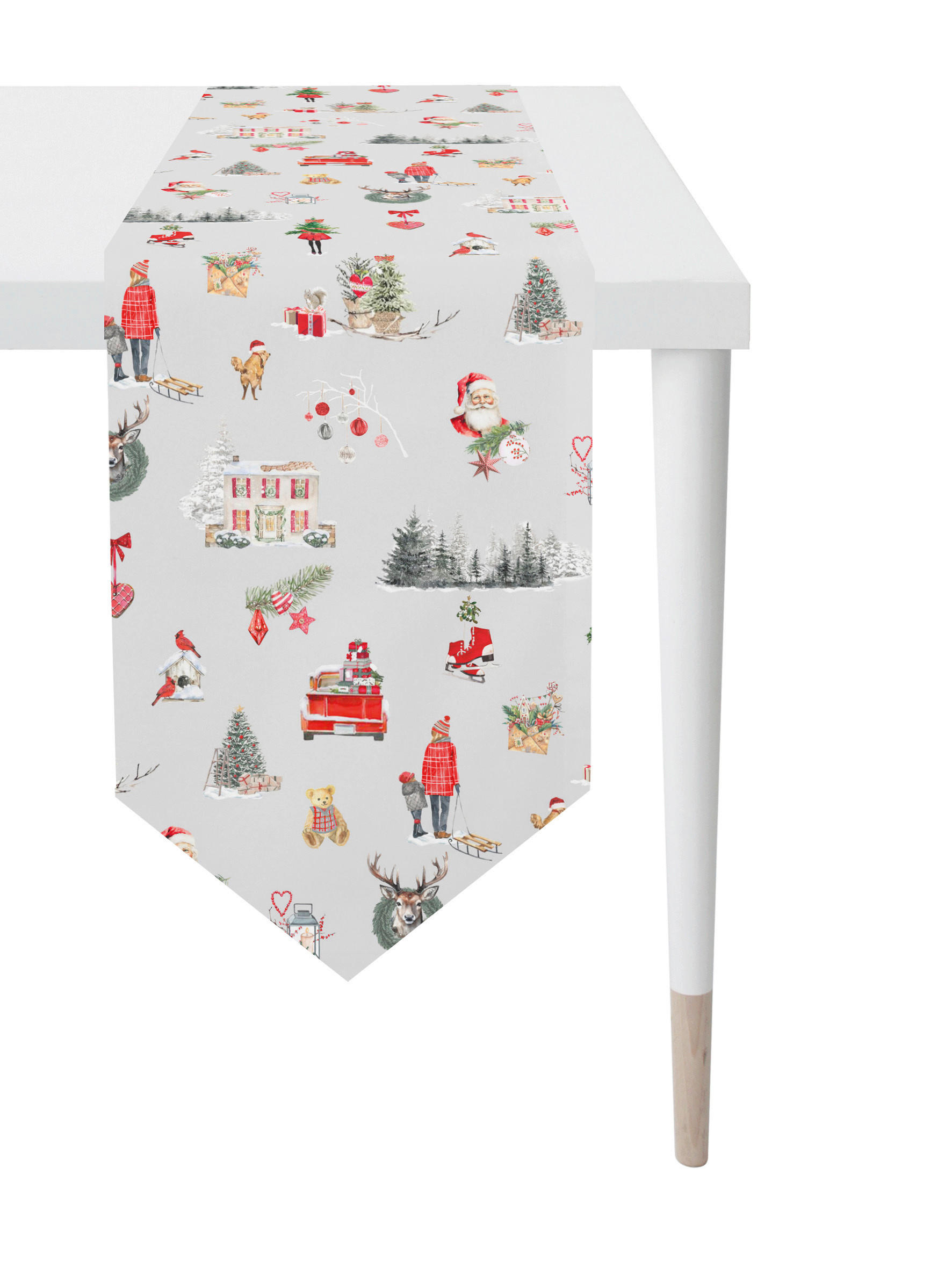 TISCHLÄUFER 32/175 cm  - Hellgrau, Design, Textil (32/175cm) - X-Mas