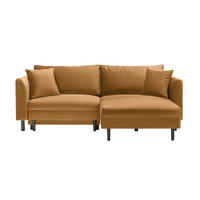 ECKSOFA in Velours Gelb  235/165 cm  - Gelb/Schwarz, Design, Holz/Textil (235/165cm) - Ti'me