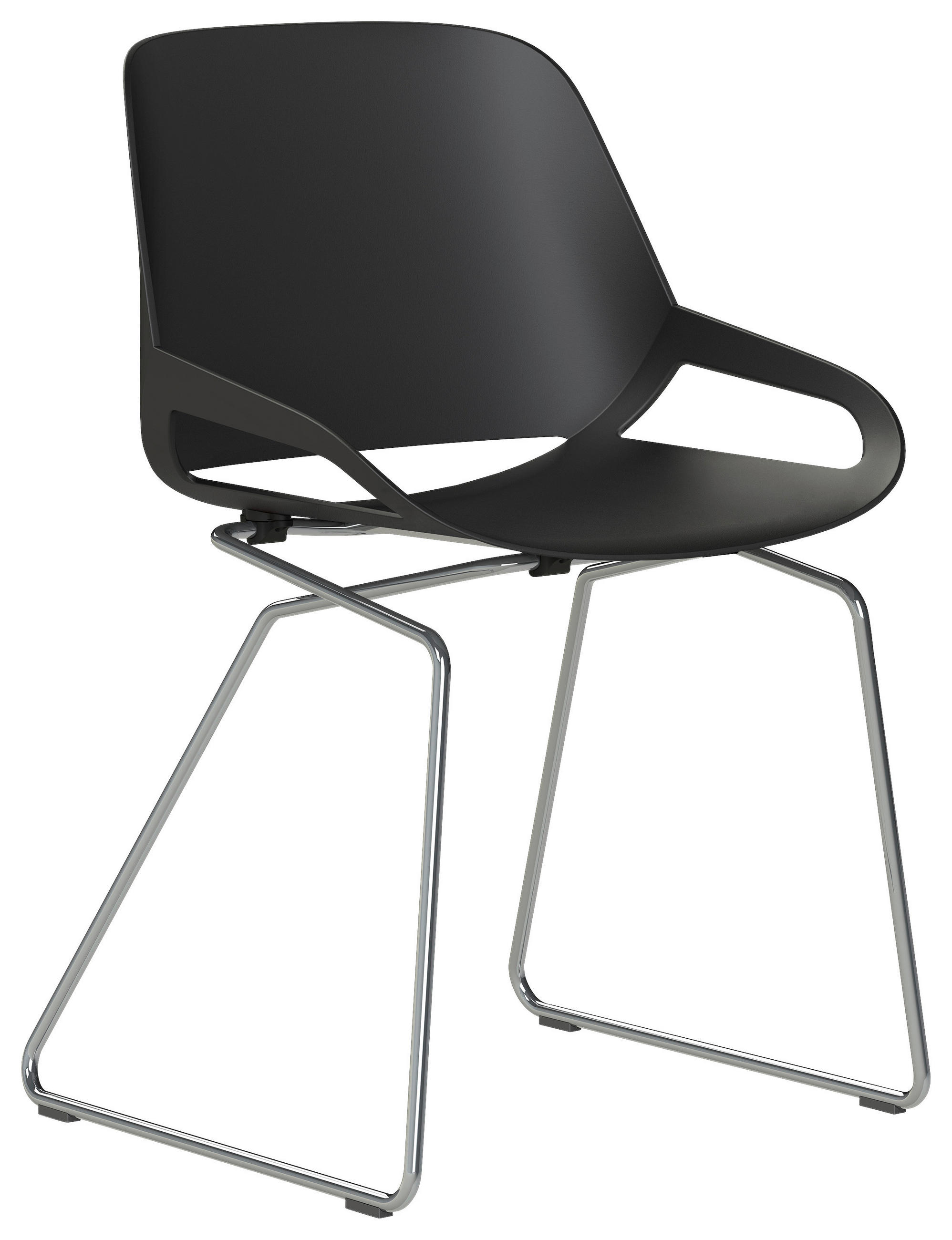 BESUCHERSTUHL Schwarz  - Edelstahlfarben/Schwarz, Basics, Kunststoff/Metall (50/72/52cm) - Aeris