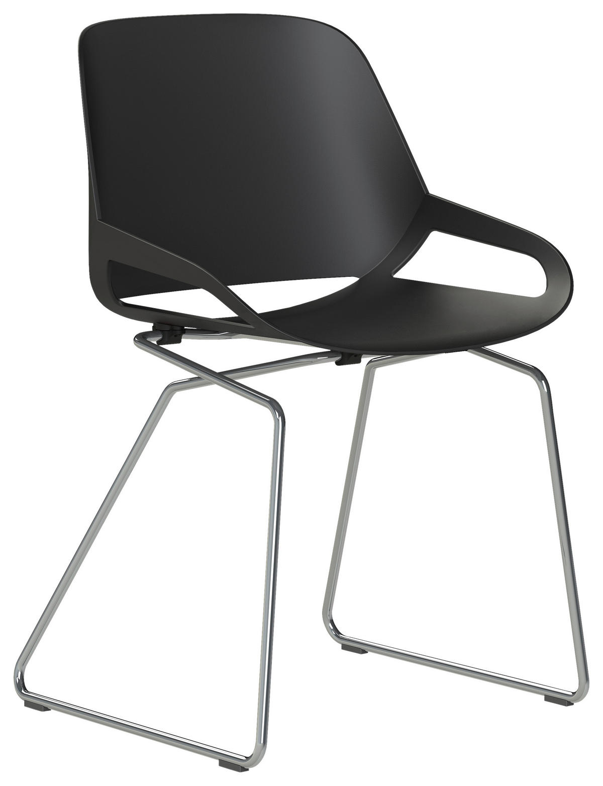 BESUCHERSTUHL  in Schwarz  - Edelstahlfarben/Schwarz, Basics, Kunststoff/Metall (50/72/52cm) - Aeris