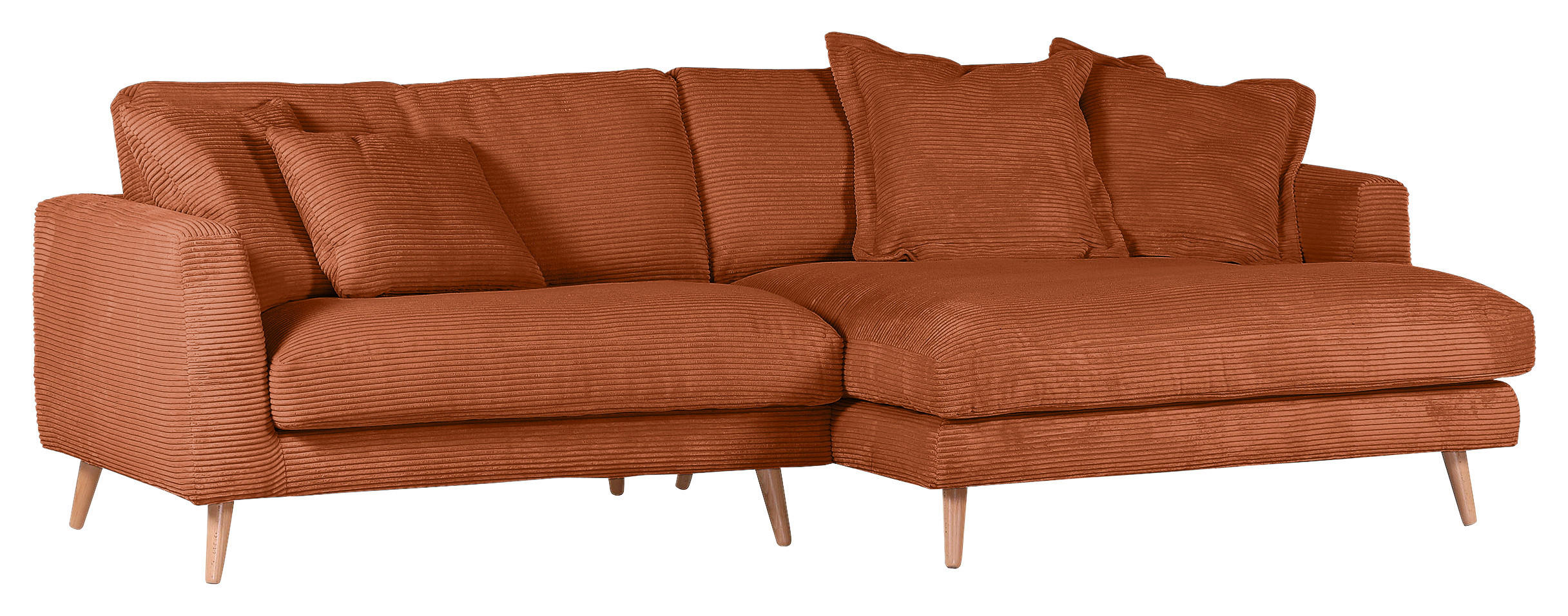 ECKSOFA in Cord Kupferfarben  270/140 cm  - Naturfarben/Kupferfarben, ROMANTIK / LANDHAUS, Holz/Textil (270/140cm) - Landscape