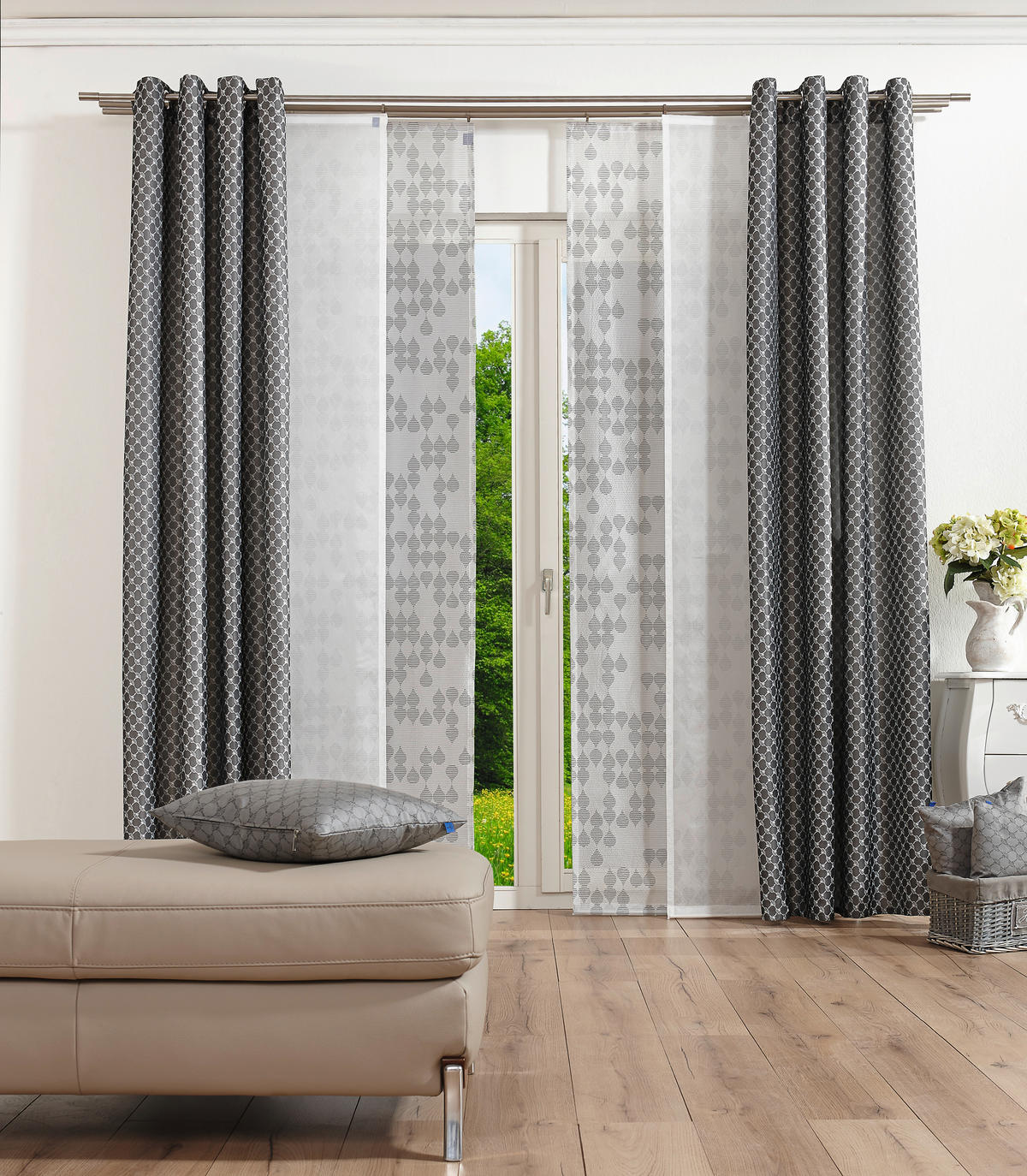 ZÁVES S OČKAMI, nepriehľadné, 140/250 cm - sivá, Design, textil (140/250cm) - Joop!