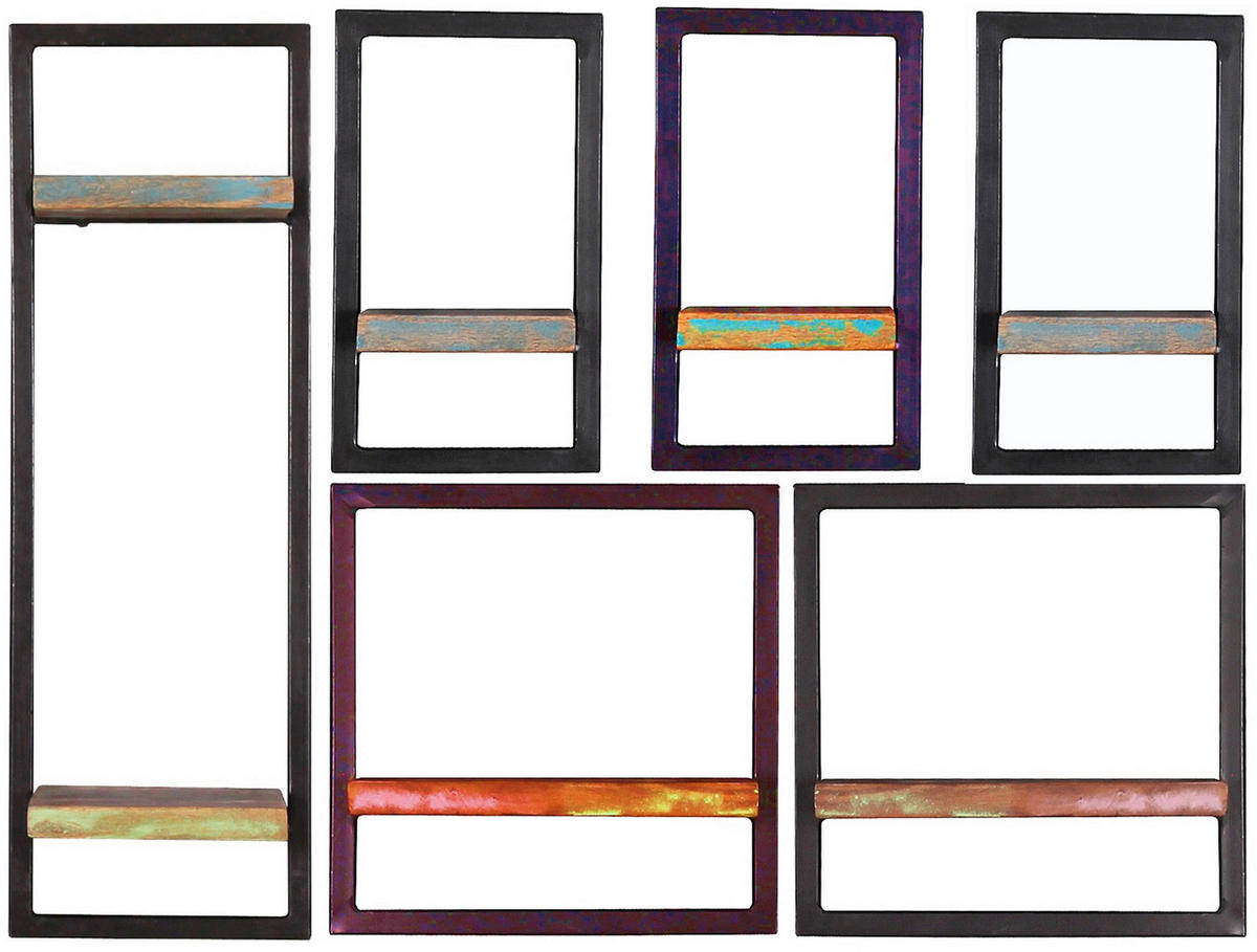 WANDREGAL 20/35/25 cm  - Multicolor/Schwarz, Design, Holz/Metall (20/35/25cm) - MID.YOU