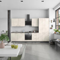 KÜCHENBLOCK Riva 330 cm  in Weiß, Schieferfarben  - Schieferfarben/Edelstahlfarben, MODERN, Holzwerkstoff/Metall (330cm) - Nobilia