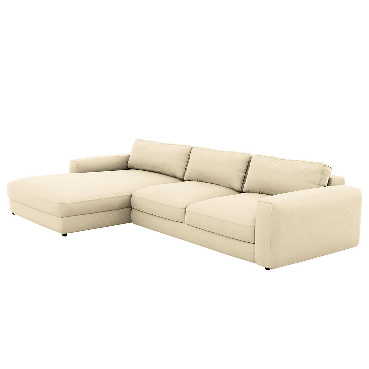 ECKSOFA in Cord Creme  - Creme/Schwarz, MODERN, Textil (176/84/303cm) - Trendmanufaktur