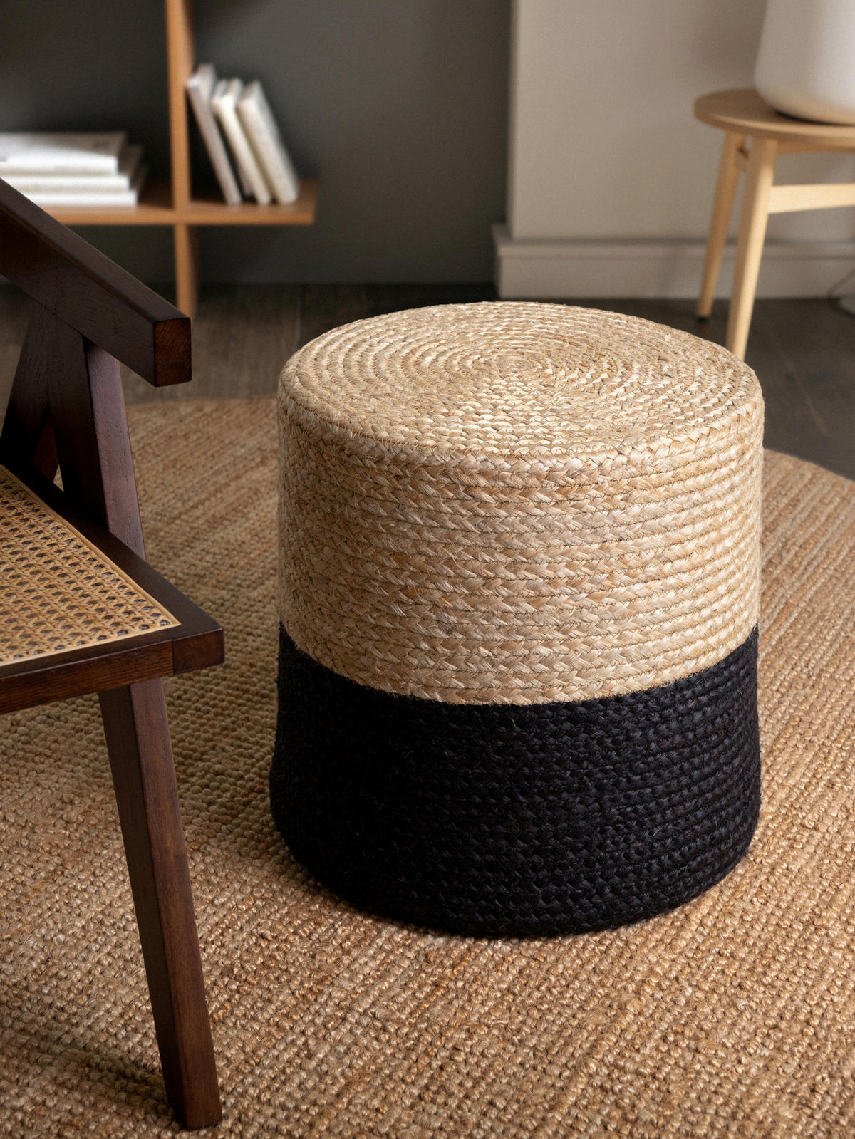 POUF Struktur Uni 40/40/40 cm  - Goldfarben/Schwarz, Design, Textil (40/40/40cm)