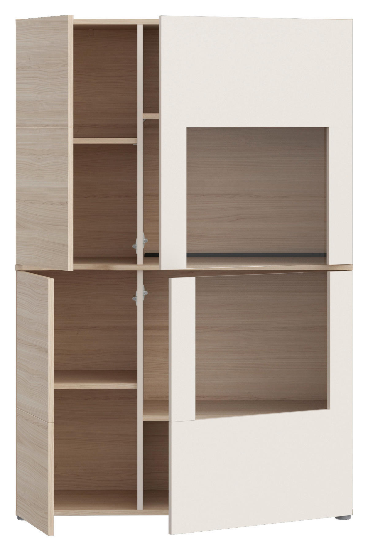 VITRINE Eichefarben, Sandfarben  94,9/138/41 cm  - Sandfarben/Eichefarben, Natur, Glas/Holzwerkstoff (94,9/138/41cm) - Ti'me