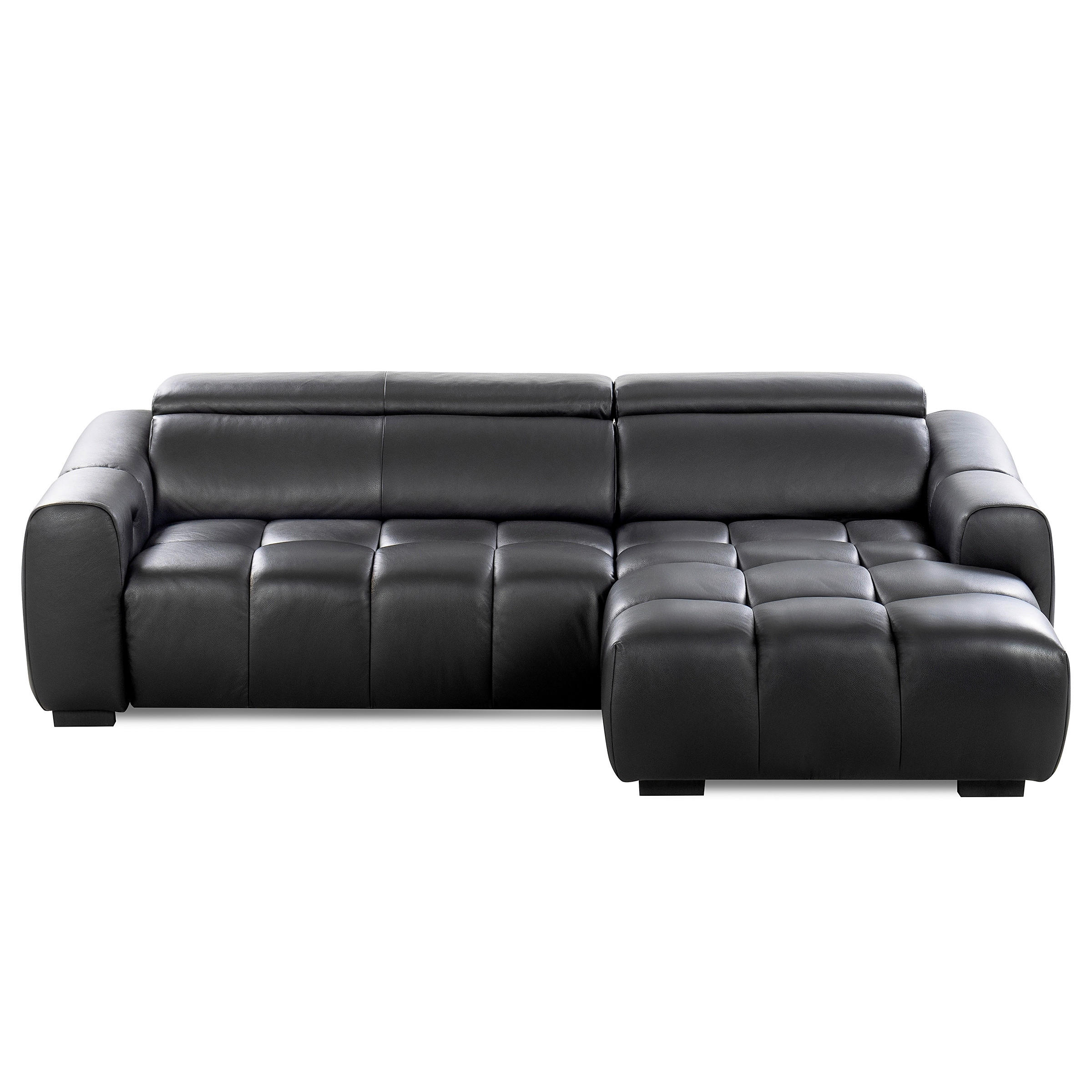 ECKSOFA AVEIRO Schwarz Echtleder Bettkasten, Kopfteilverstellung, Sitzvorzug  - Schwarz, Design, Leder/Kunststoff (274/177cm) - Livetastic