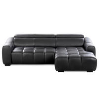 ECKSOFA  Echtleder Schwarz  - Schwarz, Design, Leder/Kunststoff (274/177cm) - Livetastic