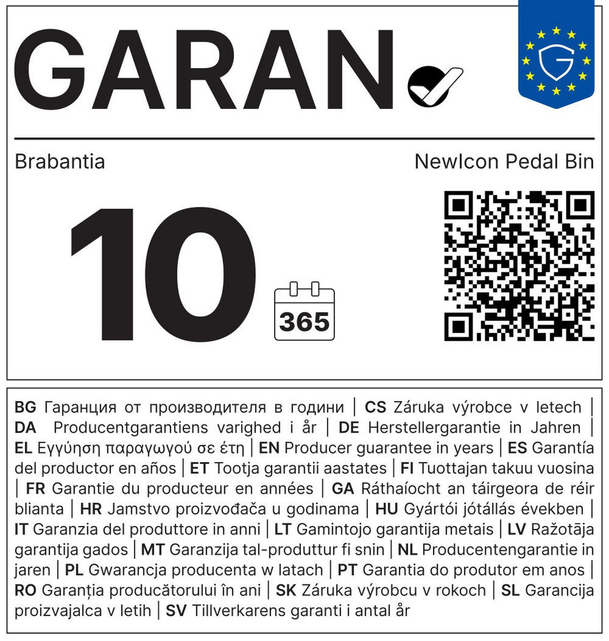 ODPADKOVÝ KOŠ  30 l - platinová, Basics, kov/plast (29,3/67,9/38cm) - Brabantia