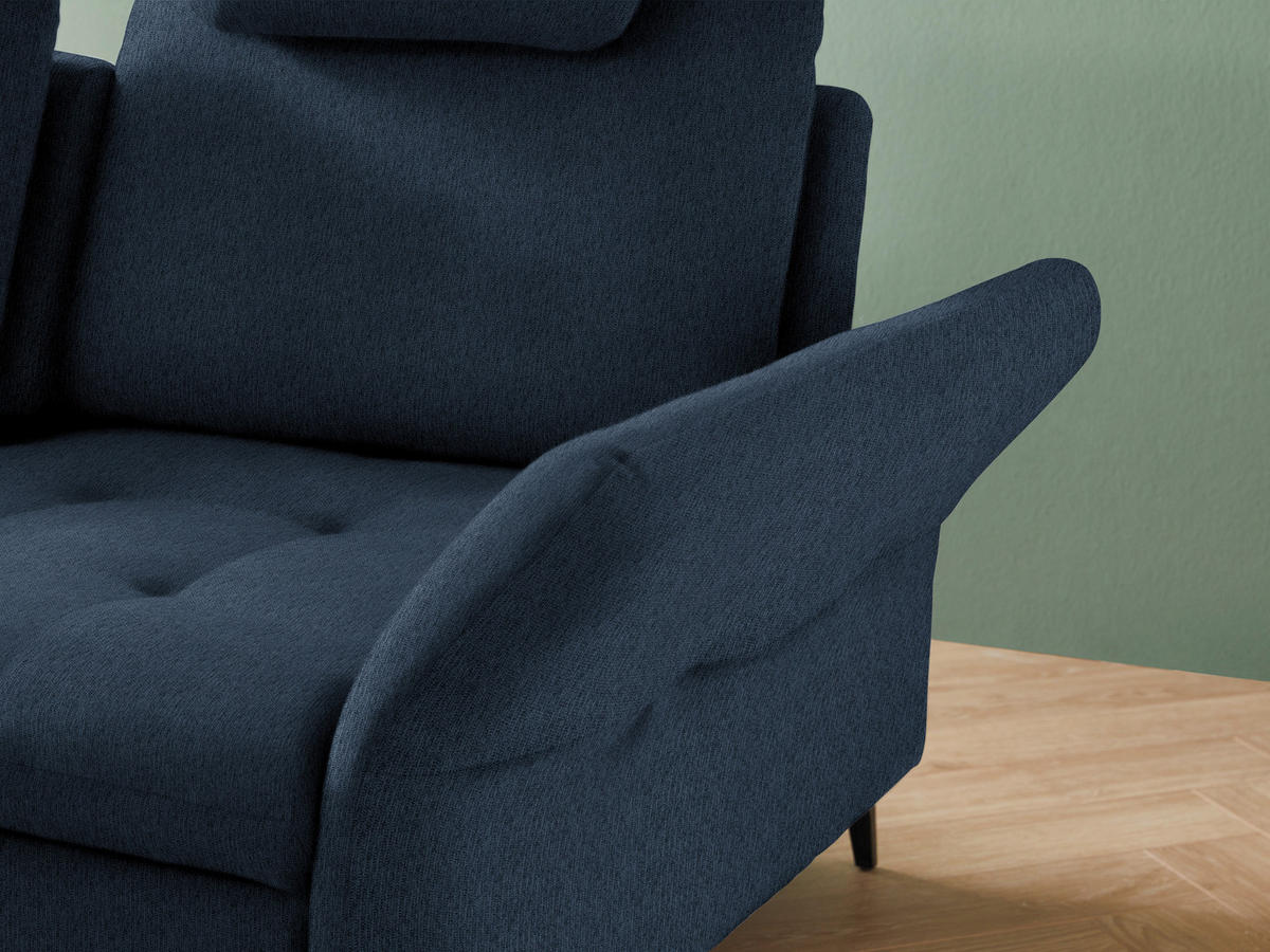 ECKSOFA in Chenille Blau  - Blau/Schwarz, Natur, Textil/Metall (233/288cm) - Valnatura