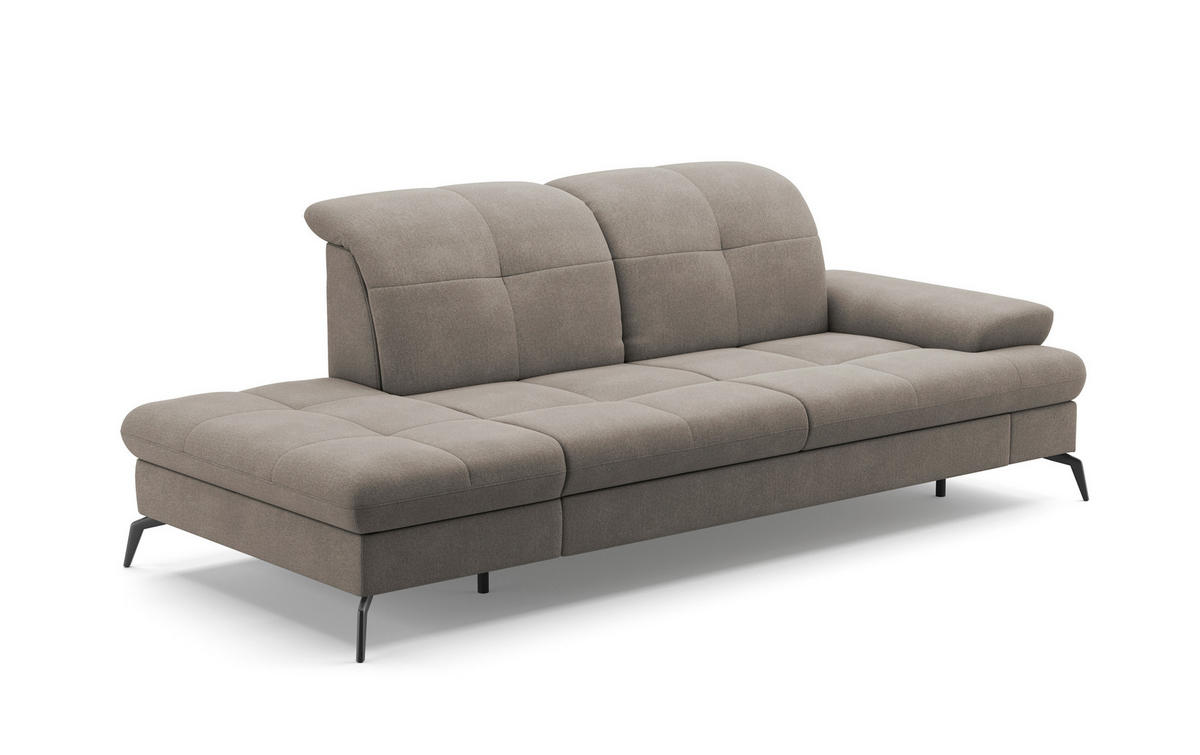 RÉCAMIERE Schlammfarben Flachgewebe  - Schlammfarben/Schwarz, KONVENTIONELL, Textil/Metall (231/90/122cm) - Sit & More