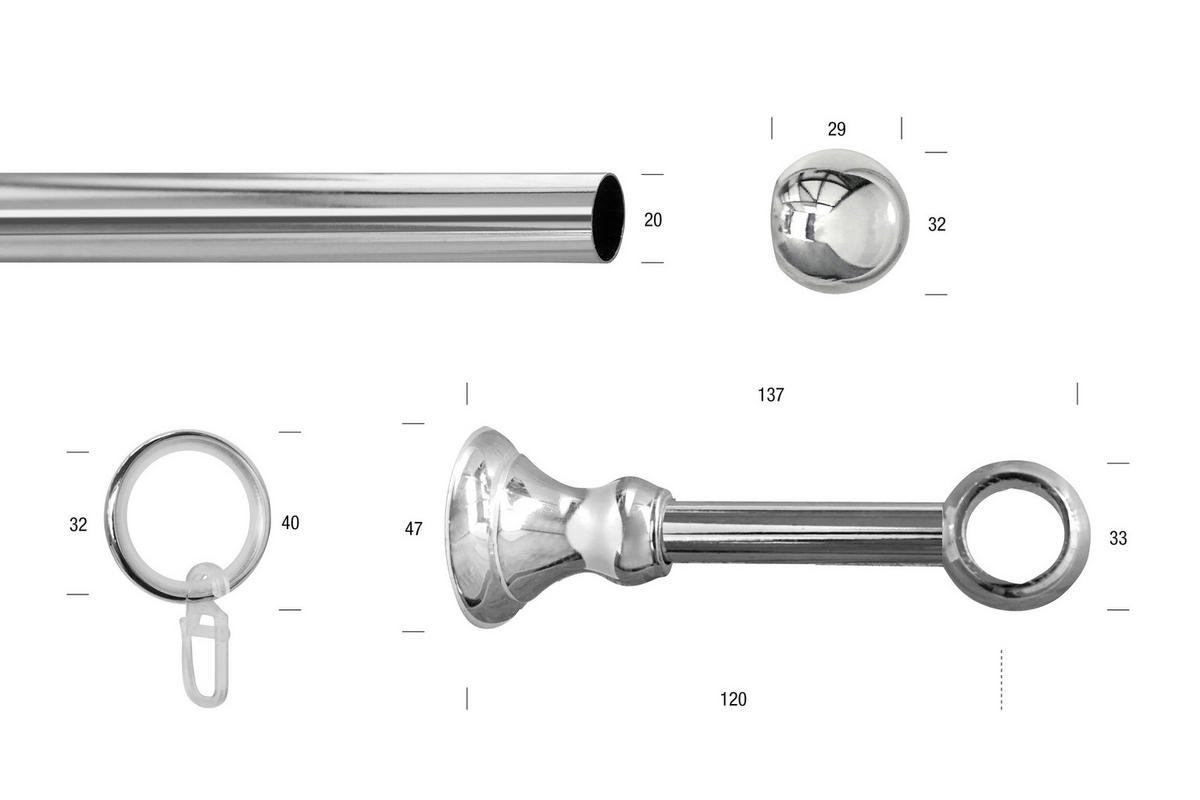 RUNDSTANGENGARNITUR  430 cm  - Chromfarben, Basics, Metall (430cm)