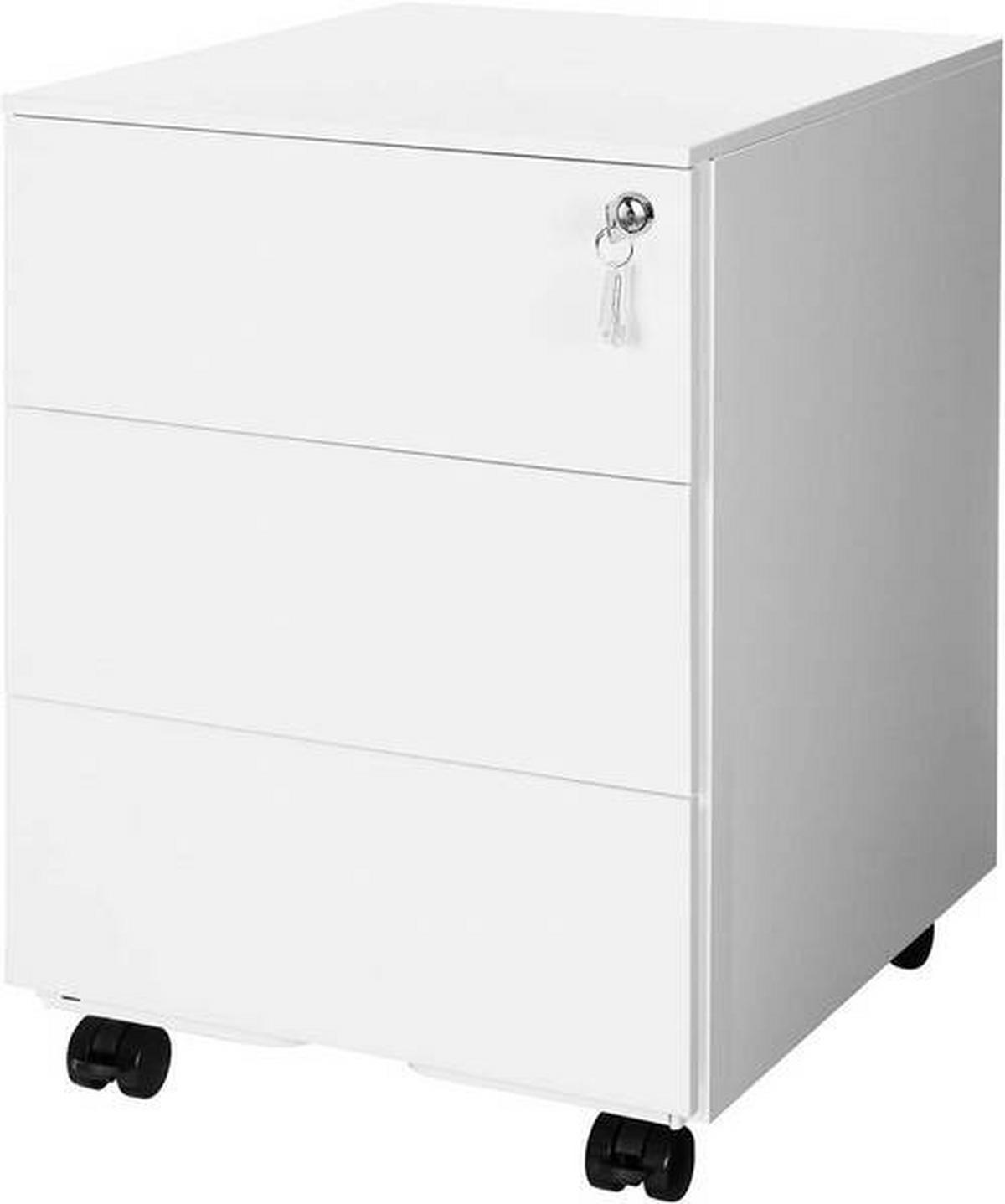 KONTAJNER NA KOLIESKACH, 39/55/45 cm - biela, Basics, kov/plast (39/55/45cm) - Boxxx