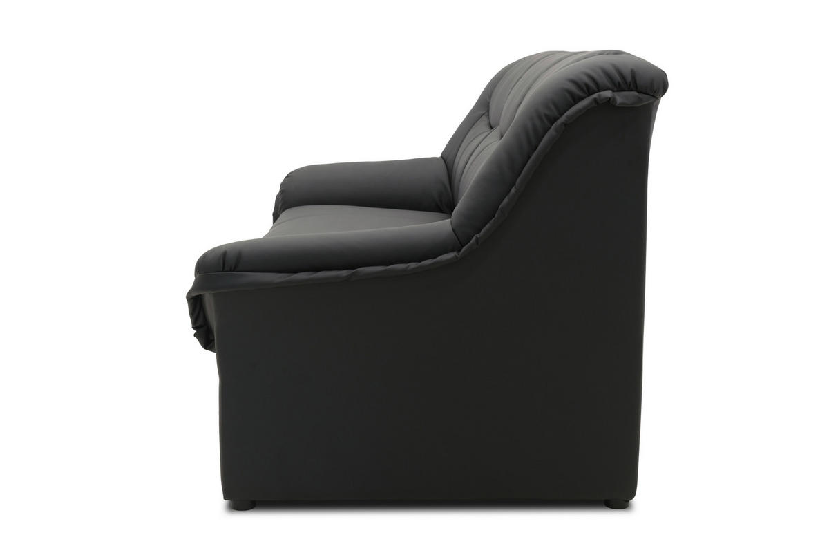 3-SITZER-SOFA BERLIN FK Lederlook Schwarz  - Schwarz, KONVENTIONELL, Kunststoff/Textil (178/89/90cm) - MID.YOU