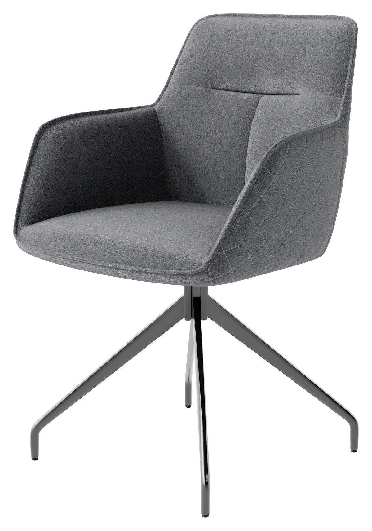 STUHL-SET 2 Stück  in Stahl Lederlook  - Schwarz/Grau, MODERN, Textil/Metall (62/96/60cm) - MID.YOU