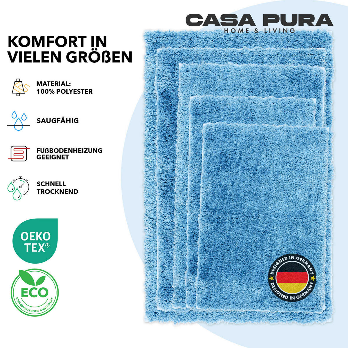 BADEMATTE SKY Hellblau 50/60 cm  - Hellblau, Basics, Kunststoff/Textil (50/60cm) - Floordirekt