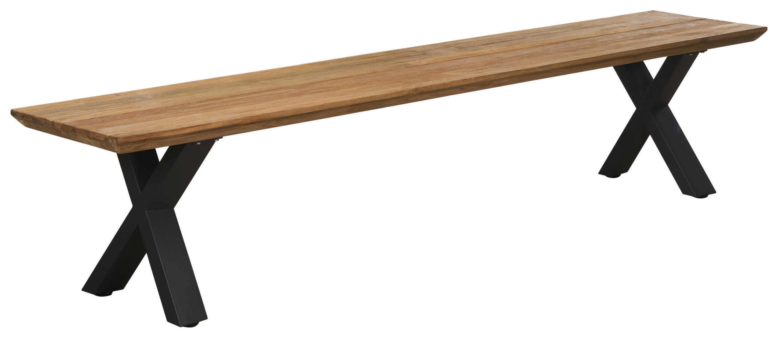 GARTENBANK 220/40/46 cm Teakholz  Edelstahl  - Anthrazit/Teakfarben, Design, Holz/Metall (220/40/46cm) - Amatio