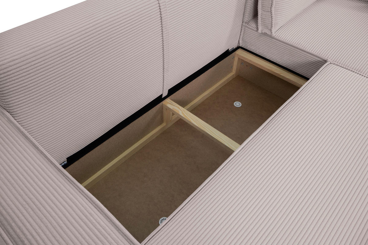 ECKSOFA inkl. Funktionen Hellgrau Cord  - Hellgrau/Schwarz, Design, Textil (267/141cm) - Xora