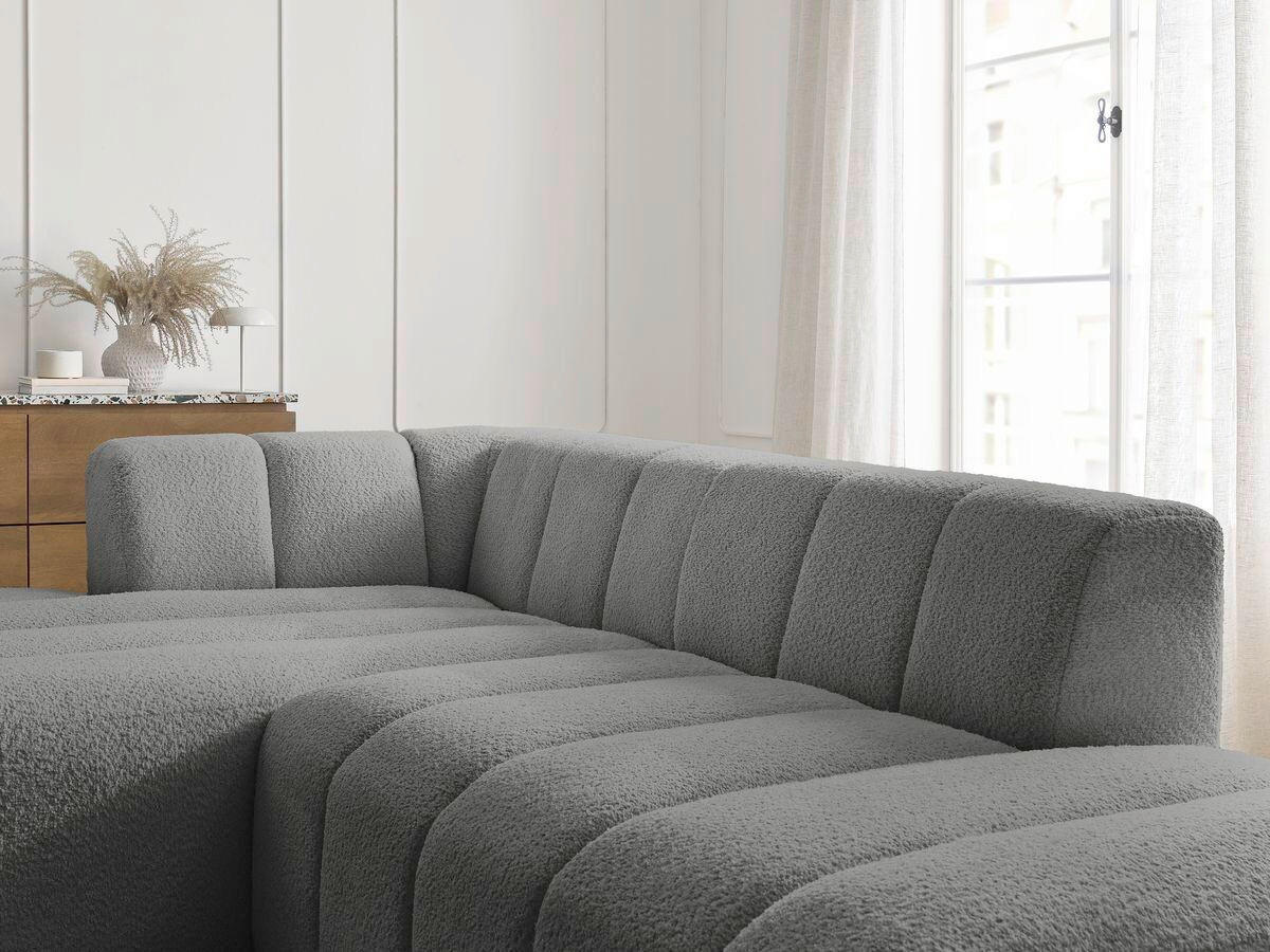 ECKSOFA  ANNECY Dunkelgrau Bouclé  - Dunkelgrau/Schwarz, MODERN, Kunststoff/Textil (170/262cm)