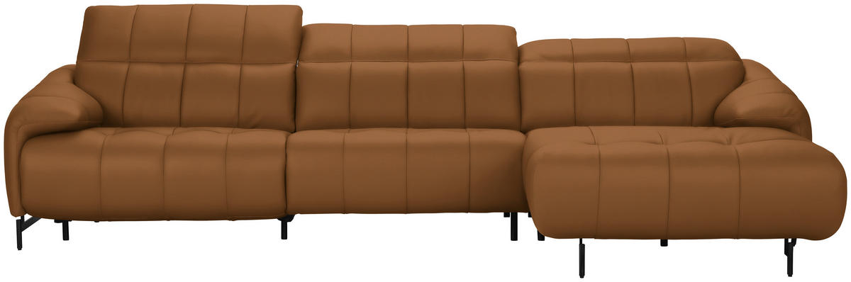 ECKSOFA in Echtleder Currygelb  313/165 cm  - Currygelb/Cognac, Design, Leder/Metall (313/165cm) - Emilio Belluti