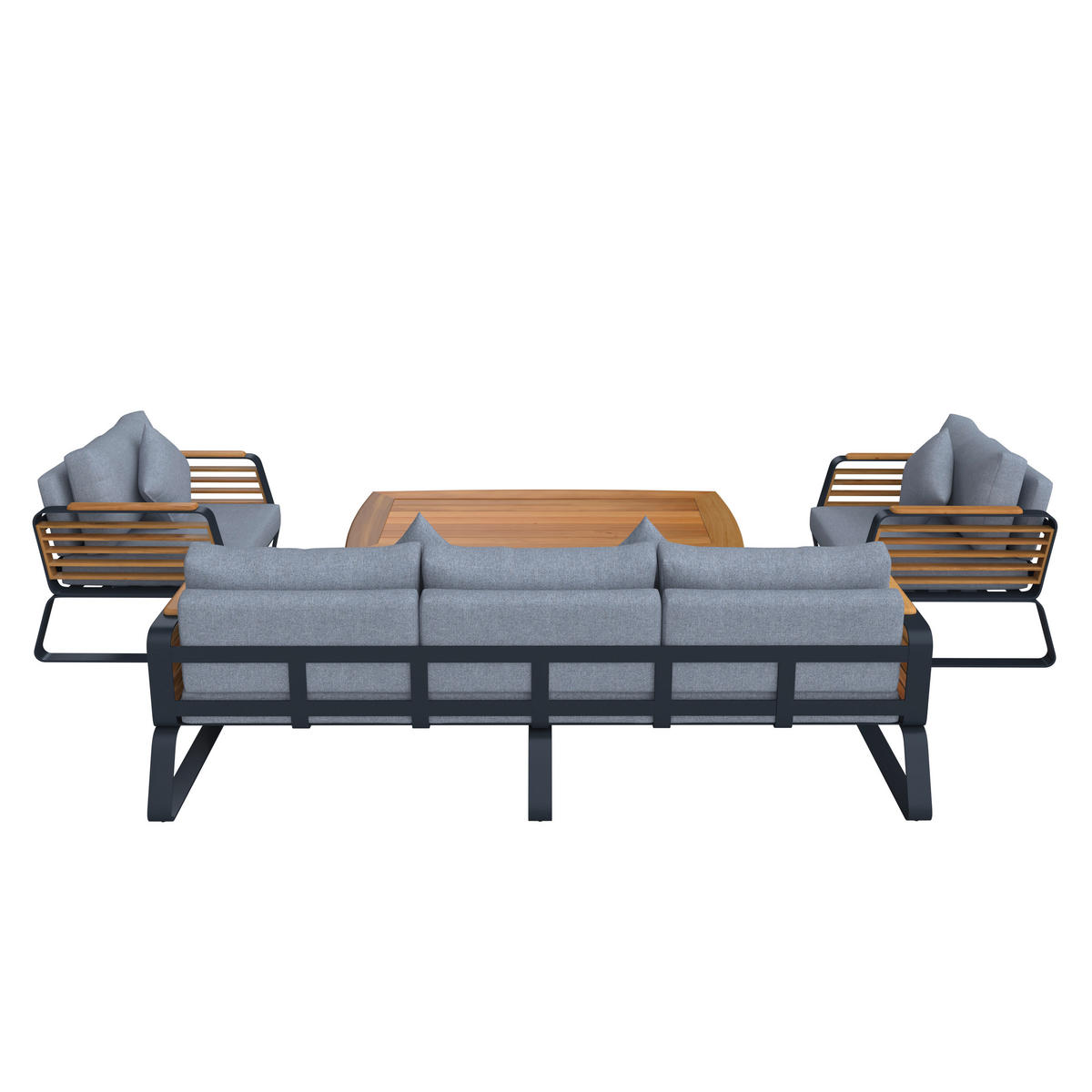 LOUNGEGARNITUR Teakholz Aluminium  - Dunkelgrau, MODERN, Holz/Metall - Ambia Garden