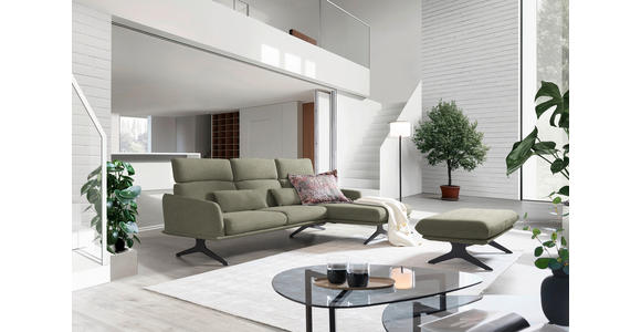 ECKSOFA in Flachgewebe Greige 259/152 cm - Greige/Schwarz, Design, Textil/Metall (259/152cm) - Dieter Knoll