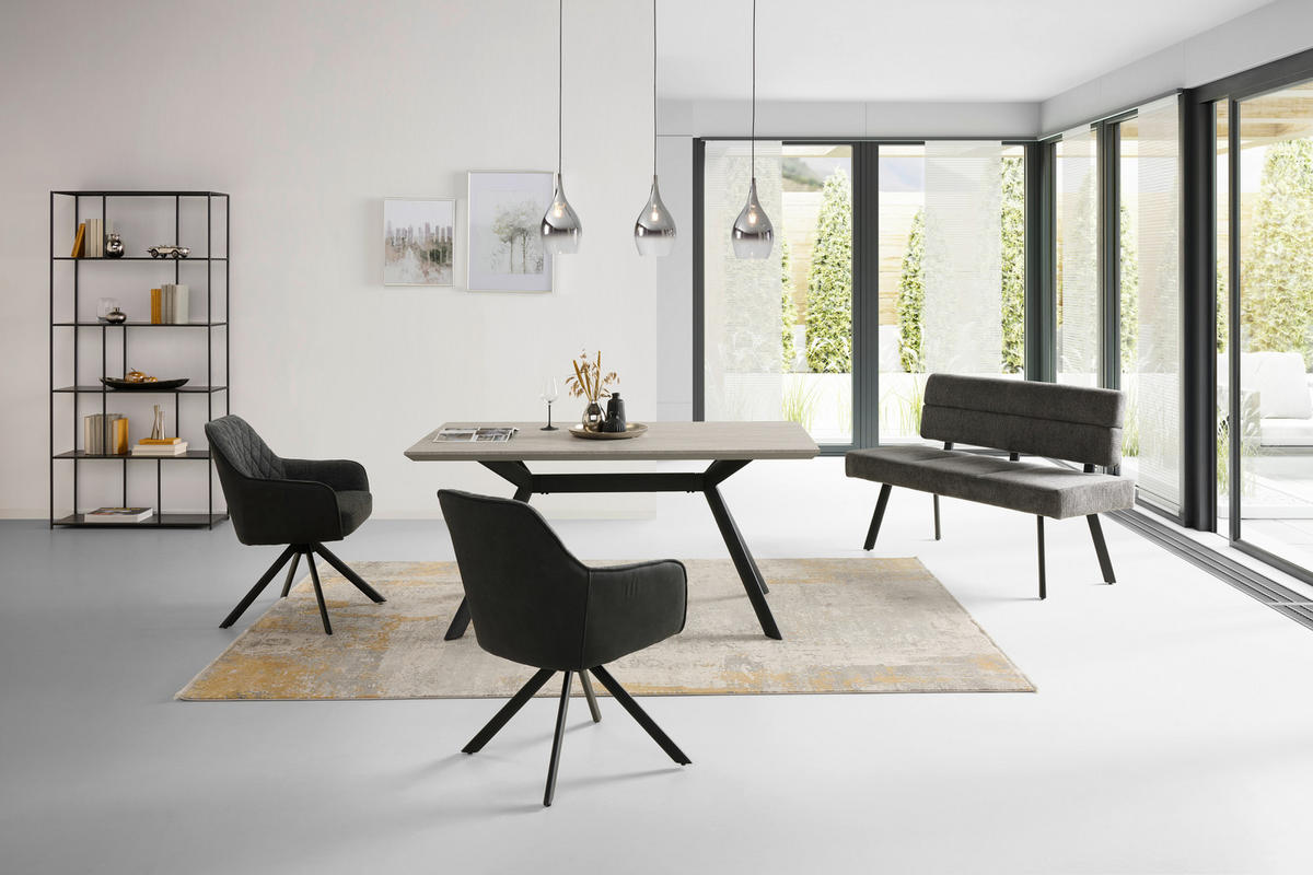 SITZBANK 140/88/62 cm Webstoff Anthrazit  - Anthrazit/Schwarz, KONVENTIONELL, Textil/Metall (140/88/62cm) - MID.YOU