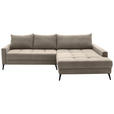 ECKSOFA  in Cord Taupe  280/173 cm  - Taupe/Schwarz, KONVENTIONELL, Textil/Metall (280/173cm) - Hom`in