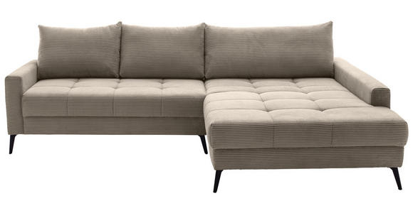 ECKSOFA  in Cord Taupe  280/173 cm  - Taupe/Schwarz, KONVENTIONELL, Textil/Metall (280/173cm) - Hom`in