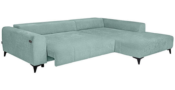 ECKSOFA  in Chenille Hellblau  279/222 cm  - Schwarz/Hellblau, KONVENTIONELL, Kunststoff/Textil (279/222cm) - Hom`in